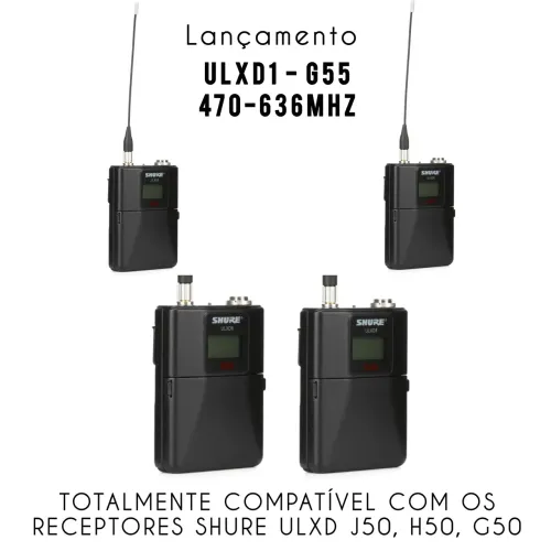 Kit 4 Bodypack ULXD1 G55 470-636MHz LANÇAMENTO SHURE Original Profissional ( Microfone )