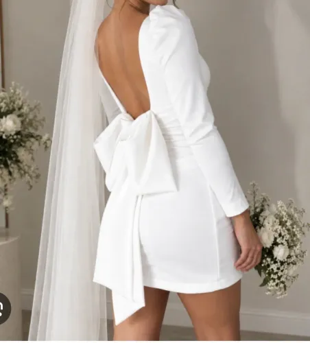 Vestido De Noiva Civil Larissa Manoela Tubinho Manga Longa