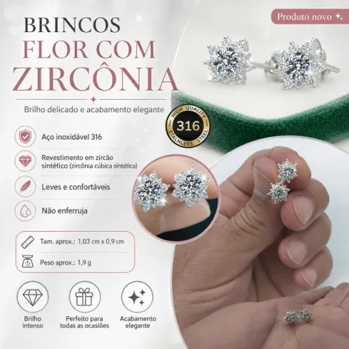 Vários Modelos Brincos Masculinos e Femininos Aço Inoxidável com Zircônia - não Enferruja