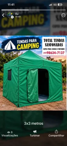 Tenda camping medida 3x3 metros
