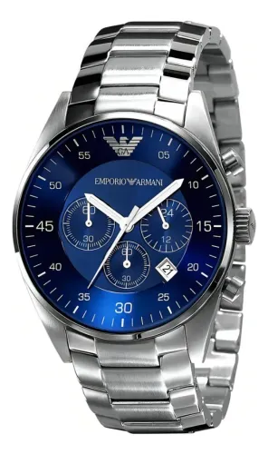 Relógio Empório Armani AR-5860 Original Prata e Azul