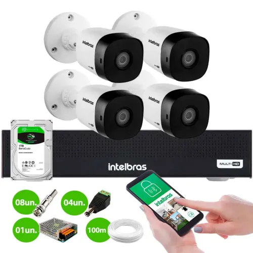 Kit Intelbras 04 câmeras instaladas