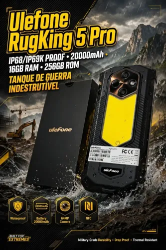 CELULAR Ulefone RugKing 5 Pro 256GB 16GB RAM (8+8) - 20000mAh - IP68/IP69K
