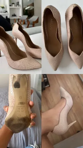 sapato scarpin arezzo bege croco 36