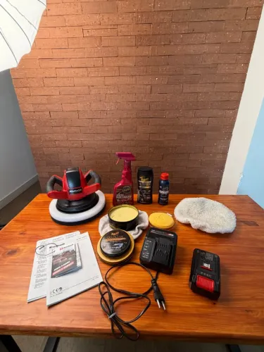 Politriz sem Fio Einhell CE-CB 18/254 Li + Bateria + Carregador + Kit Meguiar's