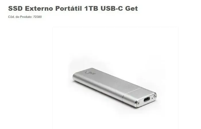SSD Externo Portátil 1TB USB-C Get