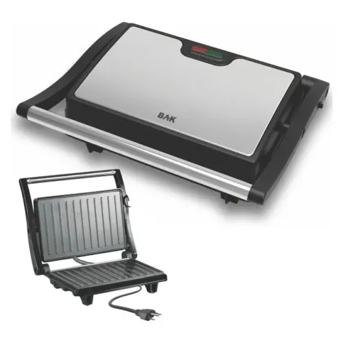 Mini Grill Elétrico BAK - 2 em 1, Grelhados e Sanduíches Perfeitos
