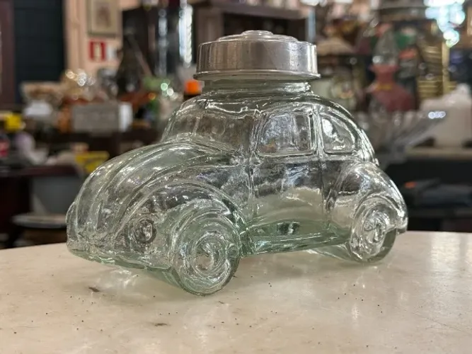 Baleiro Antigo Fusca Vintage Retrô Pote Em Vidro Volkswagen
