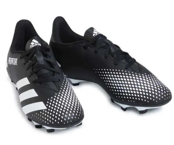 Chuteira Campo Juvenil Adidas Predator 20 4 - Preto+Branco.
