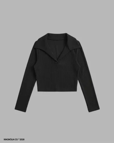 cropped manga preto canelado