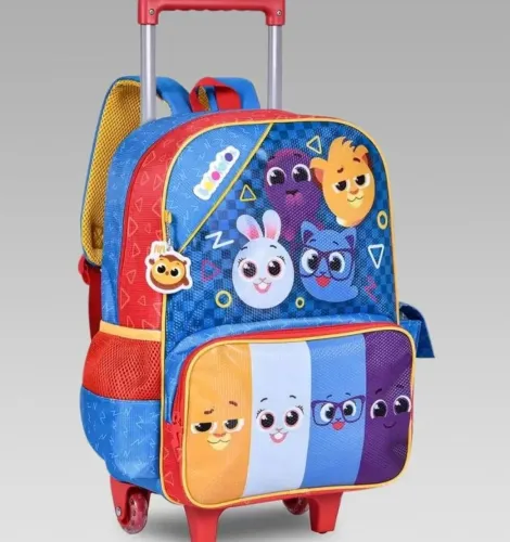 Mochila Rodinhas Escolar Infantil Bolofofo Azul