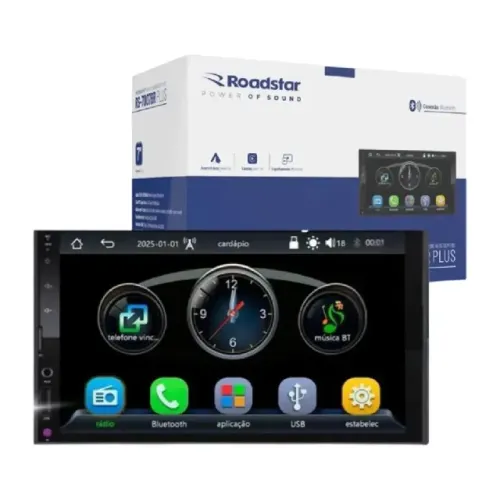 Central Multimídia Mp5 7" Roadstar RS-7007BR CarPlay + Android Auto