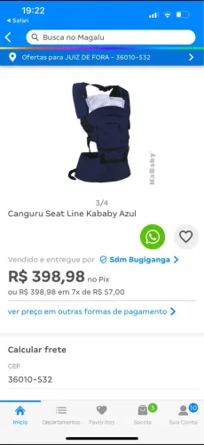 Canguru Kababy Seat Line Ergonômico 