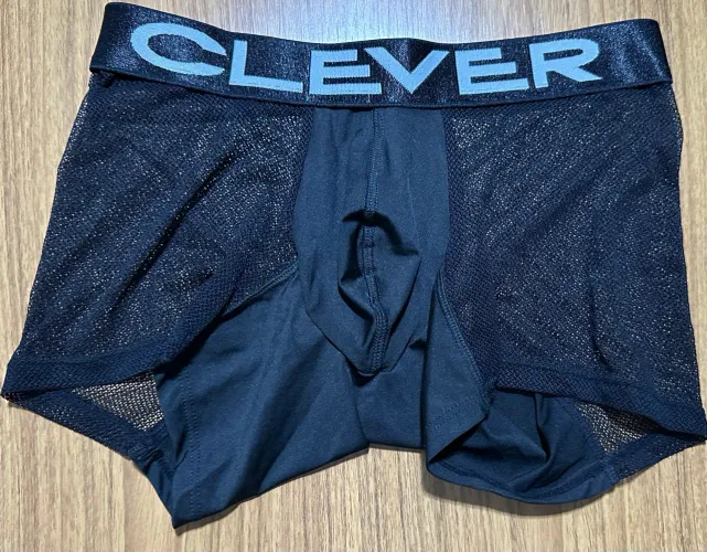 Cueca Box Masculina Clever preta transparente de lycra tamanho M