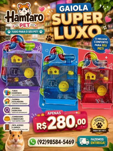 Gaiola super luxo para hamster e outros