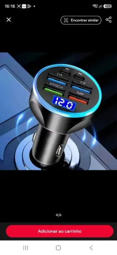 Carregador veicular pd 250w qc 3.0