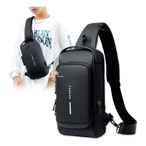 Bolsa Transversal Impermeável com Cadeado Antifurto e Entrada USB