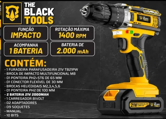 Parafusadeira Furadeira de impacto the Black tools