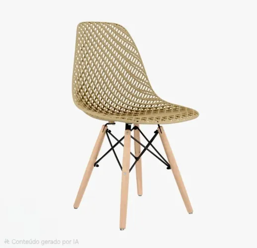 Cadeira Eames Maglia com assento em polipropileno fend e base de madeira