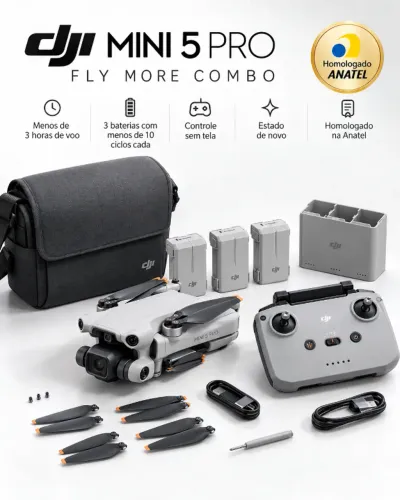 DJI Mini 5 Pro Fly More Combo - Menos de 3 horas de voo | Estado de novo