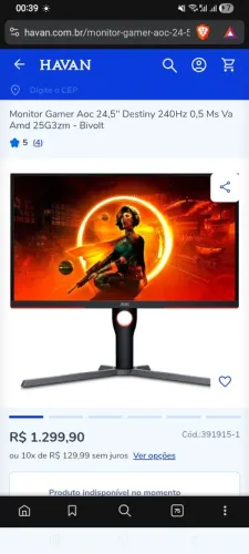 Monitor AOC DESTINY 240hz