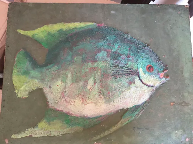 Quadro peixe A Amâncio óleo sobre tela 