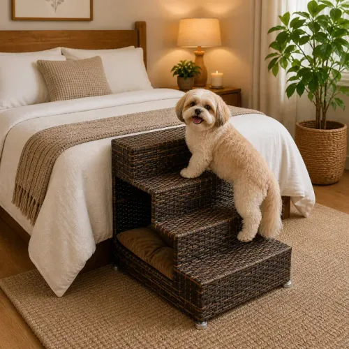 Escada Pet Premium 60x60x60 em Junco com Casinha - Estrutura Reforçada
