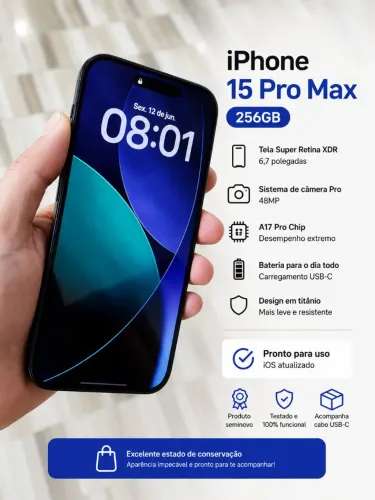 iPhone 15 Pro Max 256 impecável