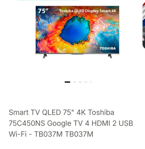 Smartv Toshiba 75 polegadas QLED