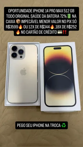 iPhone 14 Pro Max 512 completo na caixa todo original 