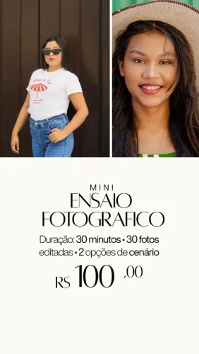 Mini Ensaio Fotográfico Profissional - Apenas R$ 100!