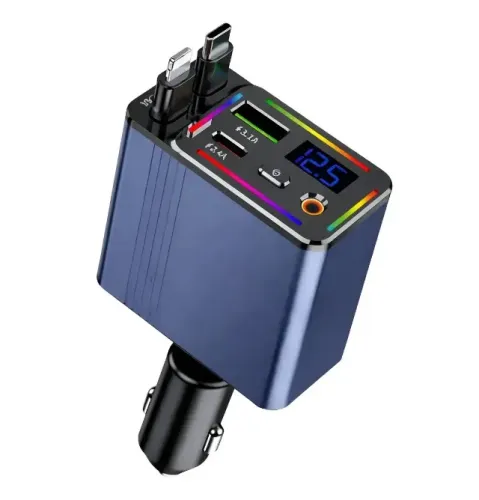 Carregador Veicular Carro Caminhonete 4x1 Usb Carga Rápida Turbo Qc3.0