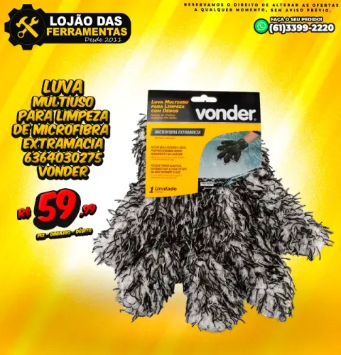Luva Multiuso Para Limpeza de Microfibra Extramacia 6364030275 Vonder