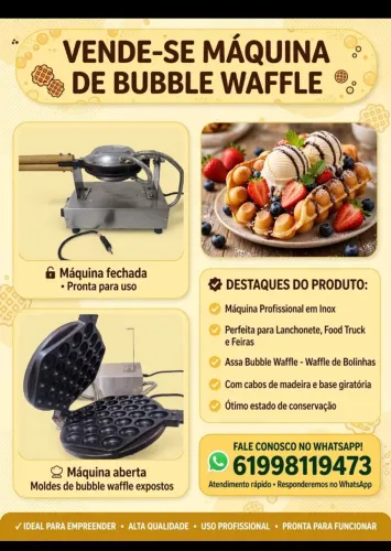 Equipamento lanchonete profissional inox, Máquina crepe Buble Waffle 