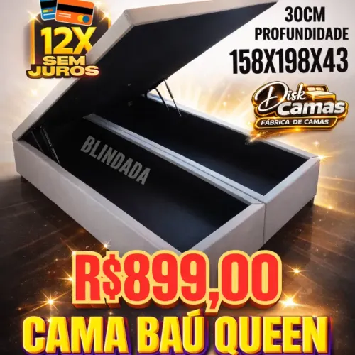 Disk Camas - Cama Baú Queen - 158x198x43 - Ideal para quem quer ter conforto e espaço.