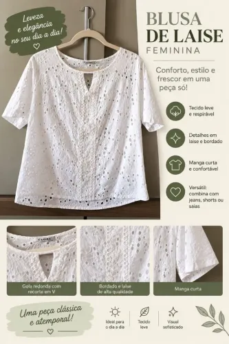 Blusa de Laise Branca - Clore