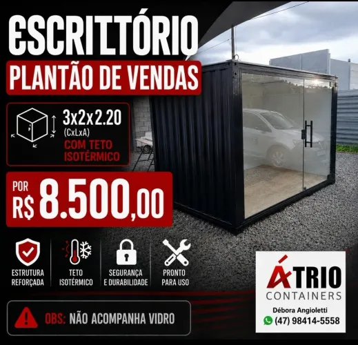 Container escritório e apoio desmontável 6m