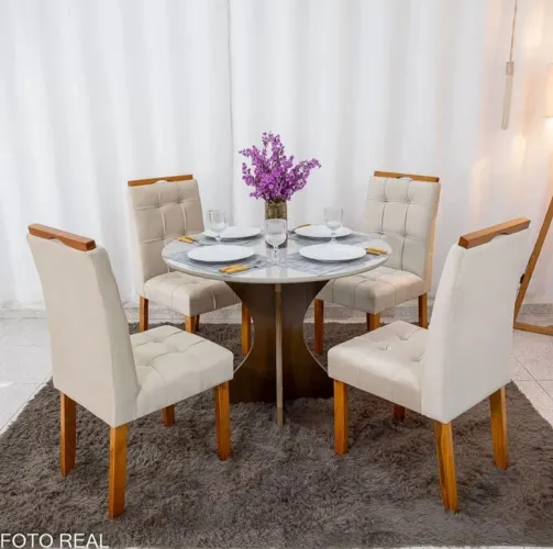 Sala mesa jantar redonda 4 cadeiras