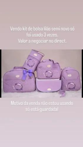 Kit de bolsa maternidade de menina lilás