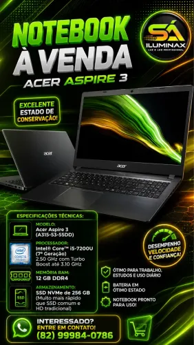 NOTBOOK ACER ASPIRE 3 SUPER NOVO PARA VENDER 
