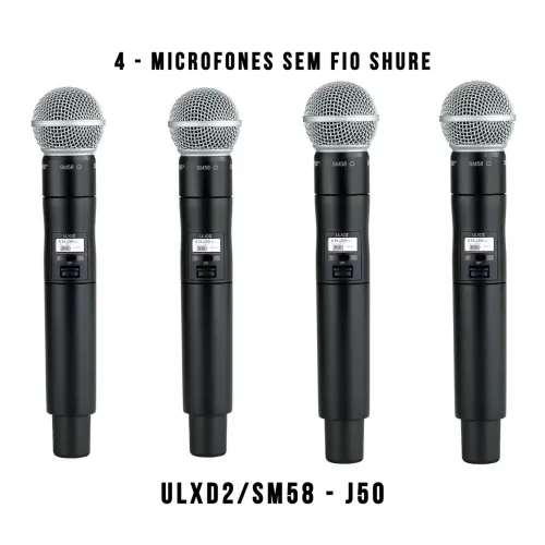 4 Bastão ULXD2 SM58 J50, Microfone Sem Fio Profissional