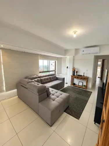 Sofá Retrátil 3 Lugares com Chaise 2,70 m - Linho Cinza