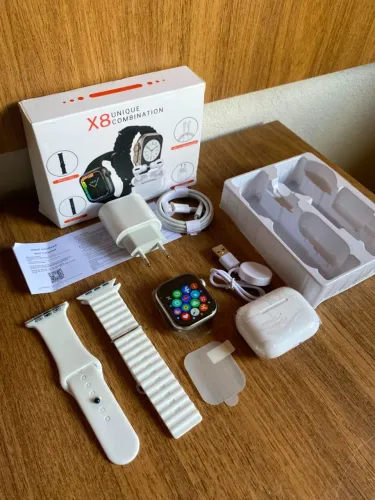 KIT SMARTWATCH + FONE BLUETOOTH + CARREGADOR + PELÍCULA | COMPLETO