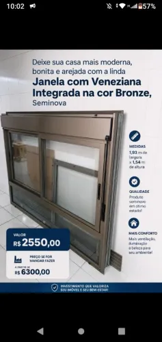Janela com Veneziana Integrada cor Bronze 1,93 L x 1,54 A