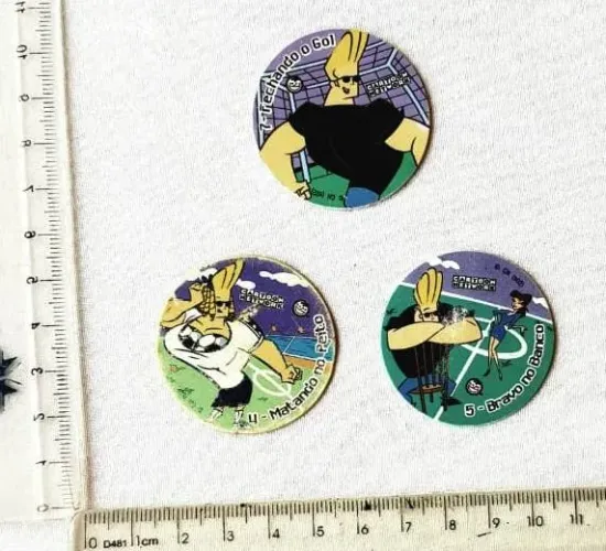 Tazos Elma Chips - Cartoon Network - Conjunto de 3 Tazos Coleção Toon Tazo na Copa - 2002