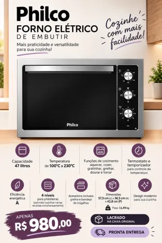 Forno Elétrico de Embutir Philco