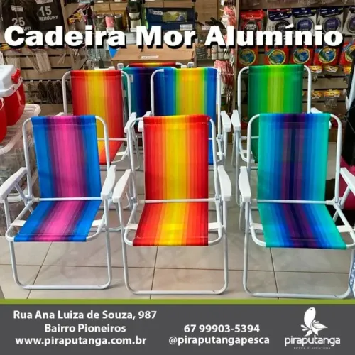 Cadeira de Praia MOR ALUMÍNIO Dobrável Camping Pesca Viagem Retiro Piscina Varanda