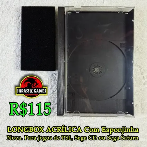 Longbox Nova para jogos Sega CD, Sega Saturn ou PS1 + Almofada. Playstation caixa grande.