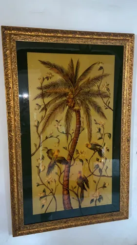 Quadro grande com moldura 1,54x0,985 dourada trabalhada