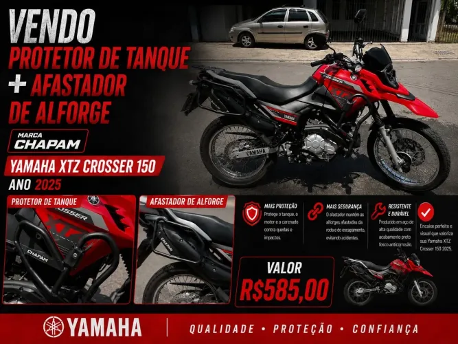 PROTETOR DE TANQUE +AFASTADOR DE ALFORGE YAMAHA XTZ CROSSER 150 ANO 2025